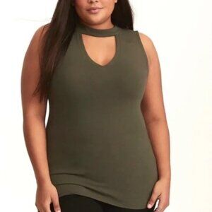 Torrid Foxy Cut Out Tank Top Olive Green Size 1 1X NEW